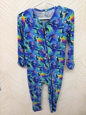 Ollie and Belle Bamboo Aurora Whale Galaxy Zippy Footie 2T